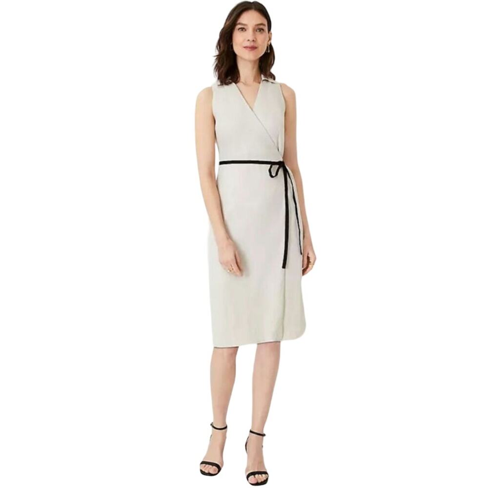 NWT Ann Taylor Linen Blend Sleeveless Wrap Dress Size M